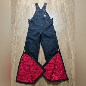 Carhartt Insulated Double Knee Canvas Bib Overalls Mens Size 34x32